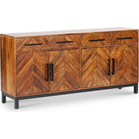 Parquet Large 170 cm Sideboard - Mango Wood/Iron - L40 x W170 x H80 cm - PP Finish