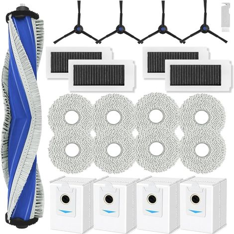 FOREHILL Accessoires pour ECOVACS DEEBOT X5 Omni, Pice de Rechange pour ECOVACS X5 Pro Omni avec 1 Brosse Principale, 8 Chiffons, 4 Sacs Poussire, 4 Filtres HEPA, 4 Brosses Latrales (1/5)