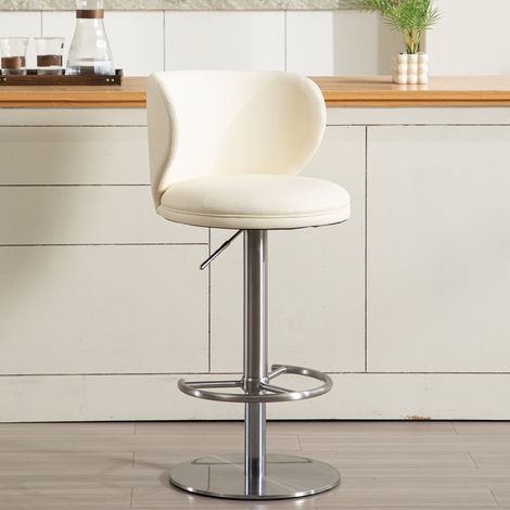 Tabouret de bar noir titane en acier inoxydable, chaise pivotante réglable en hauteur avec dossier en cuir moderne, pour comptoir de cuisine et salle à manger