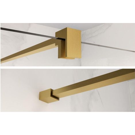 Fortifura Galeria barre de renfort rallongée 200cm pour douche à l'italienne - avec kit de fixation - Laiton brossé