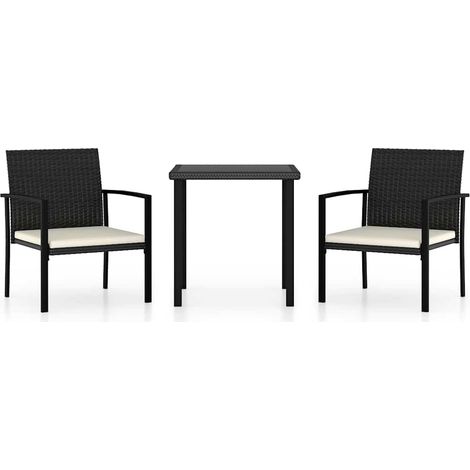 Maison Exclusive - 3-tlg. Garten-Essgruppe Poly Rattan Schwarz (1/5)