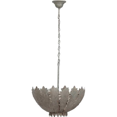 Suspension métal feuilles dautomne champagne grand format - champagne patiné gris clair (1/3)