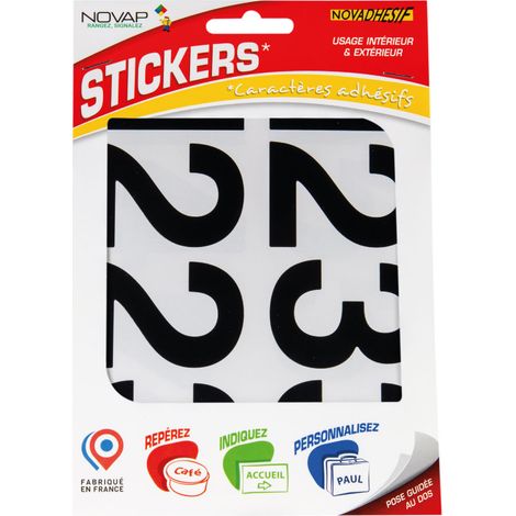 Chiffres autocollants 60mm Noir NOVADHESIFS - 4370637 (1/5)