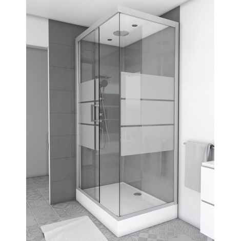 MARWELL Duschkabine Grey River Rectangle 80 x 110 x 215 cm - silber - Eckdusche - Komplettdusche - Dusche - Duschabtrennung - Duschwand - Dusche Komplett-SET - matt silbere Dusche (1/3)