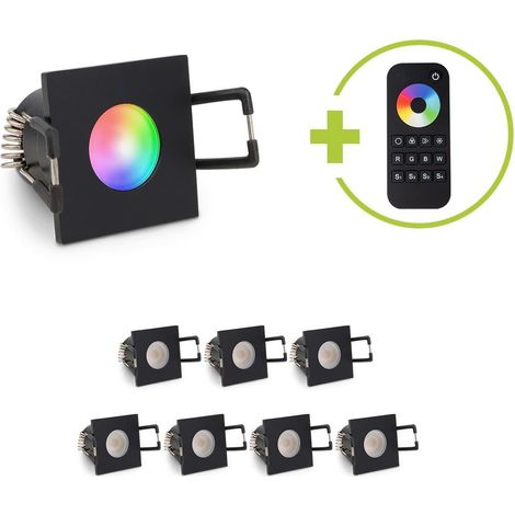 Einbaustrahler Mini Livorno eckig 3W RGBW IP65 - Farbe: schwarz matt - Anzahl: 8x