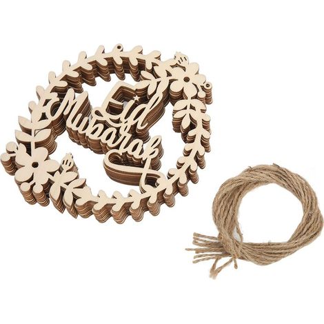 Set mit 10 Eid-Holzanhängern, kunstvoll gearbeitete Ornamente, Ramadan-Dekoration für Zuhause, DIY-Bastelidee (1/5)