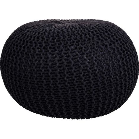Puff de algodón trenzado negro 45x45x30