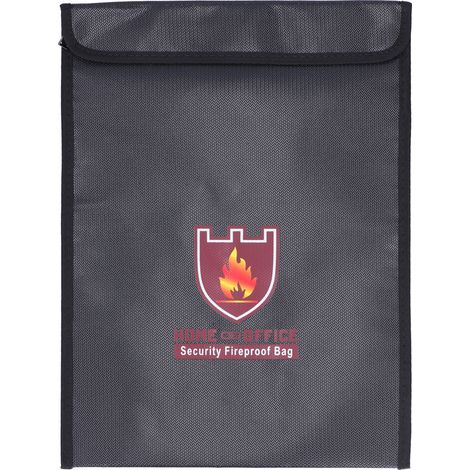 Sac ignifuge étanche multifonction pour argent documents bijoux objets précieux avec fermeture éclair 38x28cm noir 249g en fibres de verre et aluminium (1/5)