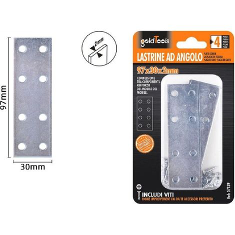 Kaela - Set 4pz Lastrine Lastrina Piastra Di Giunzione 97x30x2 Mm Con Viti Mobili 57139 - (1/2)