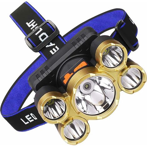 Headlamp, Rechargeable LED Headlamp, Waterproof Work Light, Head Mounted Safety Helmet Minor Flashlight for Running, Hiking, Camping and Fishing (1/5)