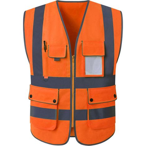 Gilet De Sécurité - Haute Visibilité - Bandes Réfléchissantes 360° - Polyester Respirant - 5 Poches Avant - Unisexe - Taille Unique