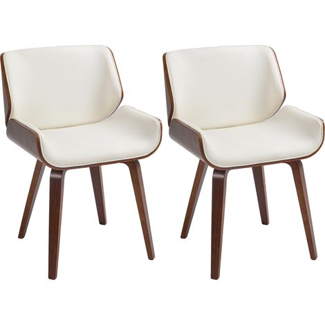 Set aus 2 Esszimmerstühlen im Vintage-Stil mit Kunstlederbezug, 54 x 53 x 81 cm, weiß und braun