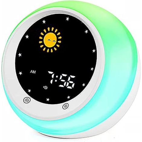 Sun & Moon Rise Kids Alarm Clock Children S Sleep Trainer Sleep Sound Machine Wake Up Light & Night Light Teach Kids Day & Night (1/5)