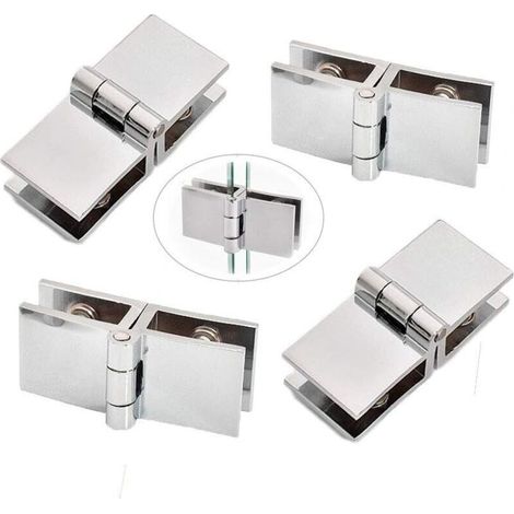 4 pièces Clip de porte verre charnière, Charnière de porte en verre en acier inoxydable, Charnière pliante en verre, Charnière De Serrage De Porte, C (1/4)