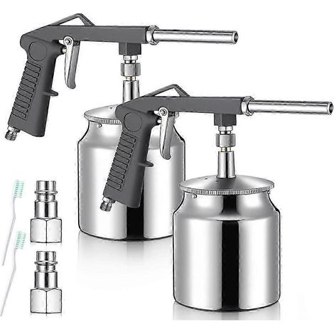Pistolet à peinture d'amorçage pneumatique (lot de 2) avec ventouse de 750 ml et brosse de nettoyage, pour application automobile. (1/5)