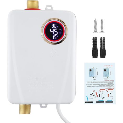 Chauffe-Eau Électrique Instantané 3500W 220V – Mini Chauffe-Eau avec Affichage LCD Température 20-50°C – Étanche IPX4 pour Cuisine, Salle de Bain et Lavabo (1/5)