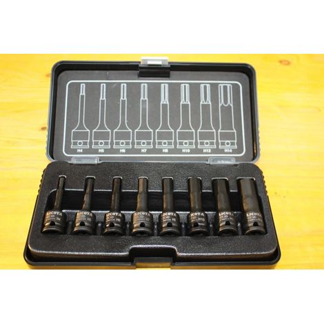 Innensechskant Nuss Set, Schlagschrauber Nüsse, 3/8 Zoll, H4-H14, 8-teilig, Cr-Mo (1/5)