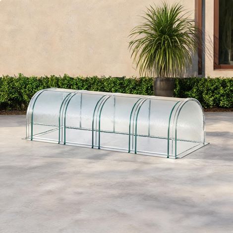 Serre tunnel avec 4 fenêtres à fermeture éclair structure en PVC (1/5)