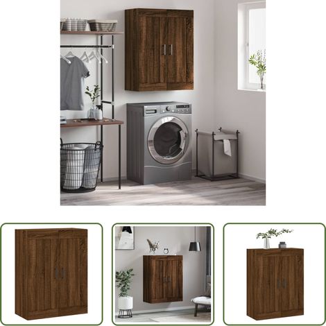 Holzschrank - Wandschrank Braun Eichen-Optik 69,5x34x90 cm Holzwerkstoff (1/5)