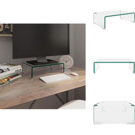 Meuble TV/pour moniteur 40x25x11 cm verre transparent - Support Tv - Meuble Tv - Stand Tv - Étagère Tv - Support Écran (1/5)