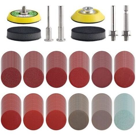 BUNTHAUS Lot de 240 disques abrasifs de 50mm pour perceuse meuleuse outils rotatifs avec 2 plaques d'appui de 6,35 mm, 6,35 mm, patins de ponçage avec grain 80–3000