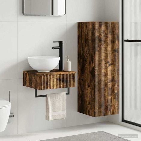 vidaXL Bathroom Furniture Set 2 pcs Smoked Oak 33 x 34.5 x 100 cm (1/5)