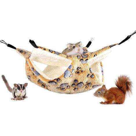 Hammock for Small Pet Cage, Guinea Pig, Bedding, Warm Chinchilla, Hamaster, Other Small Animals, Double Layer, 34 x 34 cm, Brown