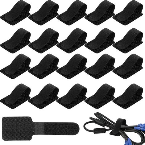Black Adhesive Cable Tie Clips, Cable Management Under Desk, Cable Management Kit, Under Desk Cable Organizer, Adhesive Cable Ducts for Cables (1/2)