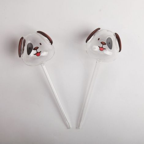royaluxe -Globes d'arrosage pour plantes, ampoules à arrosage automatique, verre soufflé à la main, pointes d'arrosage automatique, système d'irrigation de jardin décoratif, 4 pièces (chien transparen (1/5)