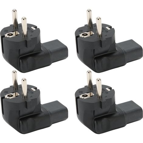 Lot de 4 adaptateurs secteur EU 4,8 mm vers IEC320 C13 à 90° pour ordinateurs portables (prise UE, 100-250 V).