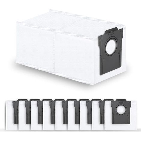10 Sacs à Poussière de Rechange 3,2L pour Robot Aspirateurs Dreame L10s Ultra Gen 2/Gen 3, X30/X40/X50/Aqua10 Ultra, L10s/L40s/L50s Pro Ultra, L40/L50 Ultra AE, pour Mova E30/V50/E40/Z50/Z60/P50 Ultra