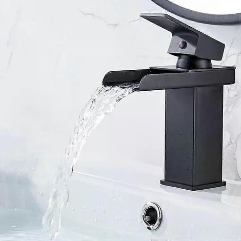 Robinet de salle de bain à large ouverture - Robinet de lavabo carré à un trou, HT-81566 (1/2)