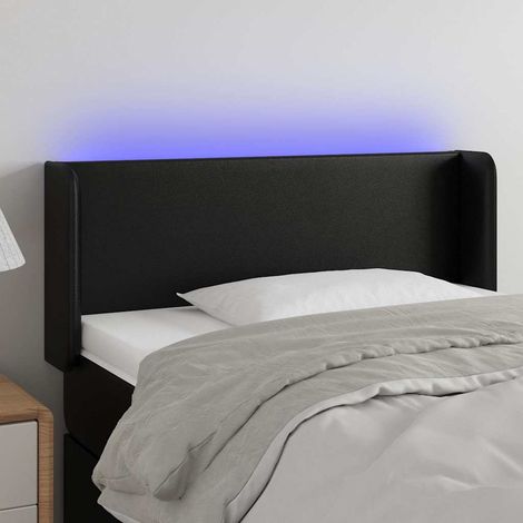 Tête de lit LED réglable en similicuir noir 83 x 16 x 78/88 cm avec bande USB - PANGIVO (1/5)