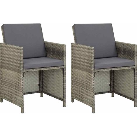 Maison Exclusive - Gartenstühle 2 Stk. mit Auflagen Poly Rattan G (1/5)
