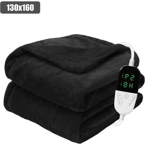 Couverture Chauffante Electrique 130 x 160 cm Lavable en machine avec Sac à Linge Télécommande 5 Minuterie et 6 Réglages de Chaleur (1/5)
