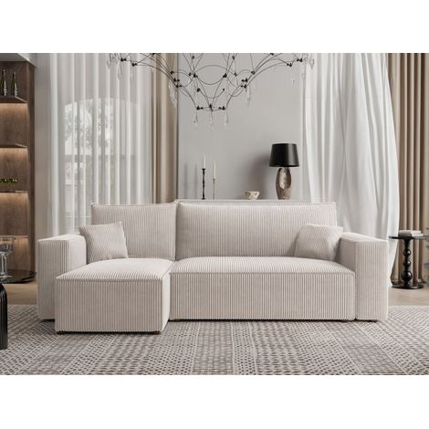Ecksofa Schlafsofa Sofa ADARA in Stoff Poso Altweiß Ottomane Links (1/3)