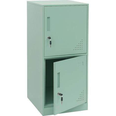 Armoire à casiers HWC-P63, armoire à casiers, armoire à casiers 2 portes, 90 x 38 x 45 cm, acier- vert menthe