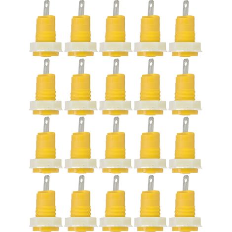 Lot de 20 adaptateurs prise banane bornier laiton soudure sécurisé jaune 4mm CATIII 1000V 32A pour fiches banane (1/5)