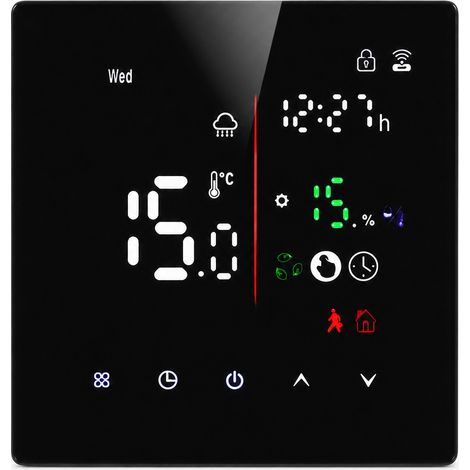 Thermostat pour chauffage au sol à eau et chaudière, 3 A, noir, sans Wi-Fi (1/5)