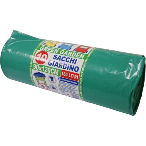 SACCHI GIARDINO 160L 90X120CM 10PZ VERDI XTRAFORTI