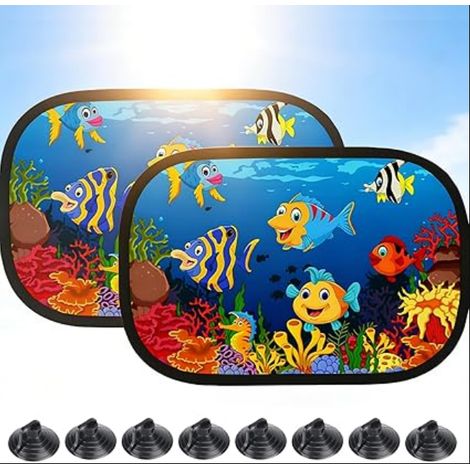 Pare Soleil Voiture Bébé 44X36cm, avec Protection UV,Fixation par Ventouses pour Vitre Latérale,Anti-Chaleur