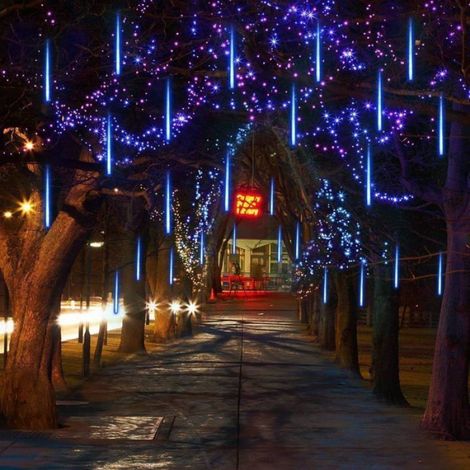 Lumineuses Guirlandes,GATBOSN-10 Tubes 30CM LED-Lumineux Extérieur Douche pour Noël Mariage Fête Arbre Sapin Jardin Bleu (1/5)