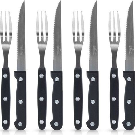 Posate in acciaio per bistecche e hamburger, 8 pezzi. (1/5)