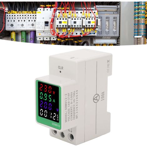 Digitales Amperemeter und Voltmeter für einphasige Wechselstromanwendungen, DIN-Schienenmontage, Frequenz, Leistungsfaktor, Energie (kWh), multifunktionaler Leistungsmonitor, Standardmodell AC230V 0-1 (1/5)