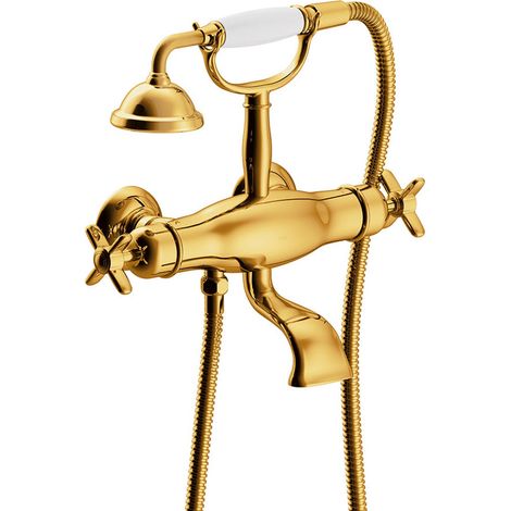 TRES 24217609OR TRES CLASIC Grifo Termostático Mural para Bañera y Ducha Color Oro 24K - ref: 24217609OR