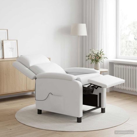 vidaXL Fauteuil de massage inclinable Blanc Simili cuir (1/5)