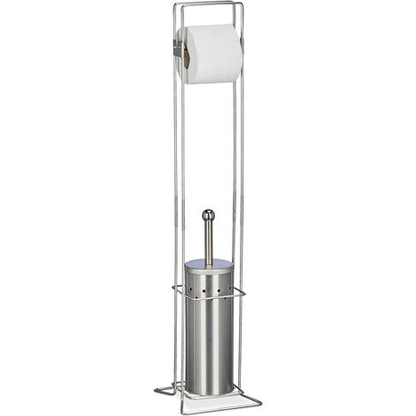 Serviteur WC, HxLxP: 78,5x17x17 cm, Porte-Papier Toilette, Brosse WC (1/5)