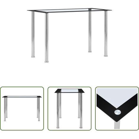 Table de dîner - Table à manger Noir et transparent 120x60x75 cm Verre trempé (1/5)