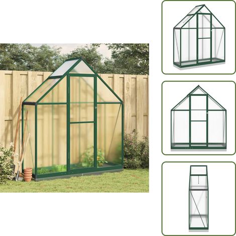 The Living Store Serre avec cadre de base vert 169x58x202 cm aluminium - Serre De Jardin - Serre Aluminium - Serre Verte - Abri Jardin - Protection Plantes
