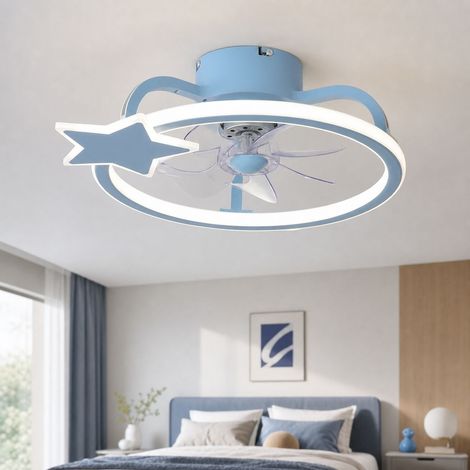 Ventilateur de plafond invisible avec lumière, moteur cuivre silencieux, télécommande, ABS, Ø50cm, idéal pour chambre et salon (1/4)